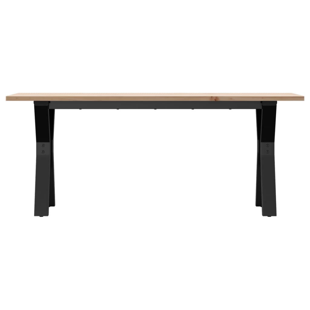 Table basse cadre en Y 110x40x45 cm bois de pin massif et fonte
