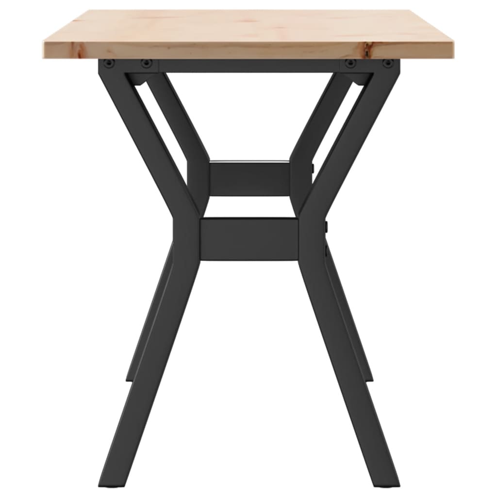 Table basse cadre en Y 110x40x45 cm bois de pin massif et fonte