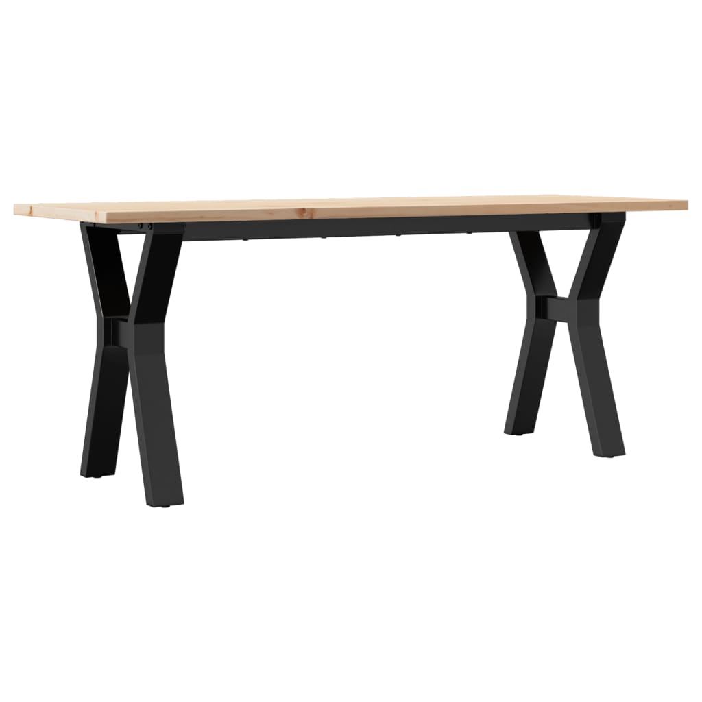 Table basse cadre en Y 110x40x45 cm bois de pin massif et fonte