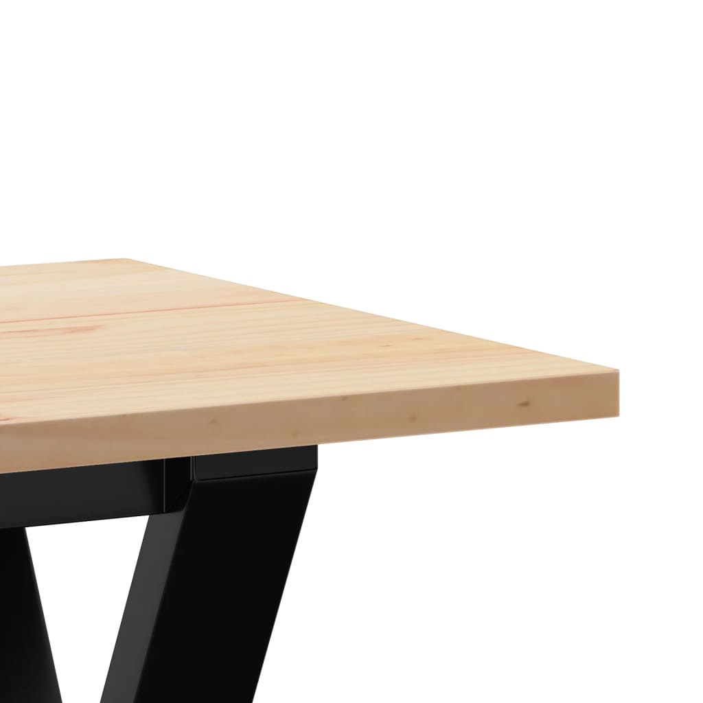 Table basse cadre en Y 110x40x45 cm bois de pin massif et fonte