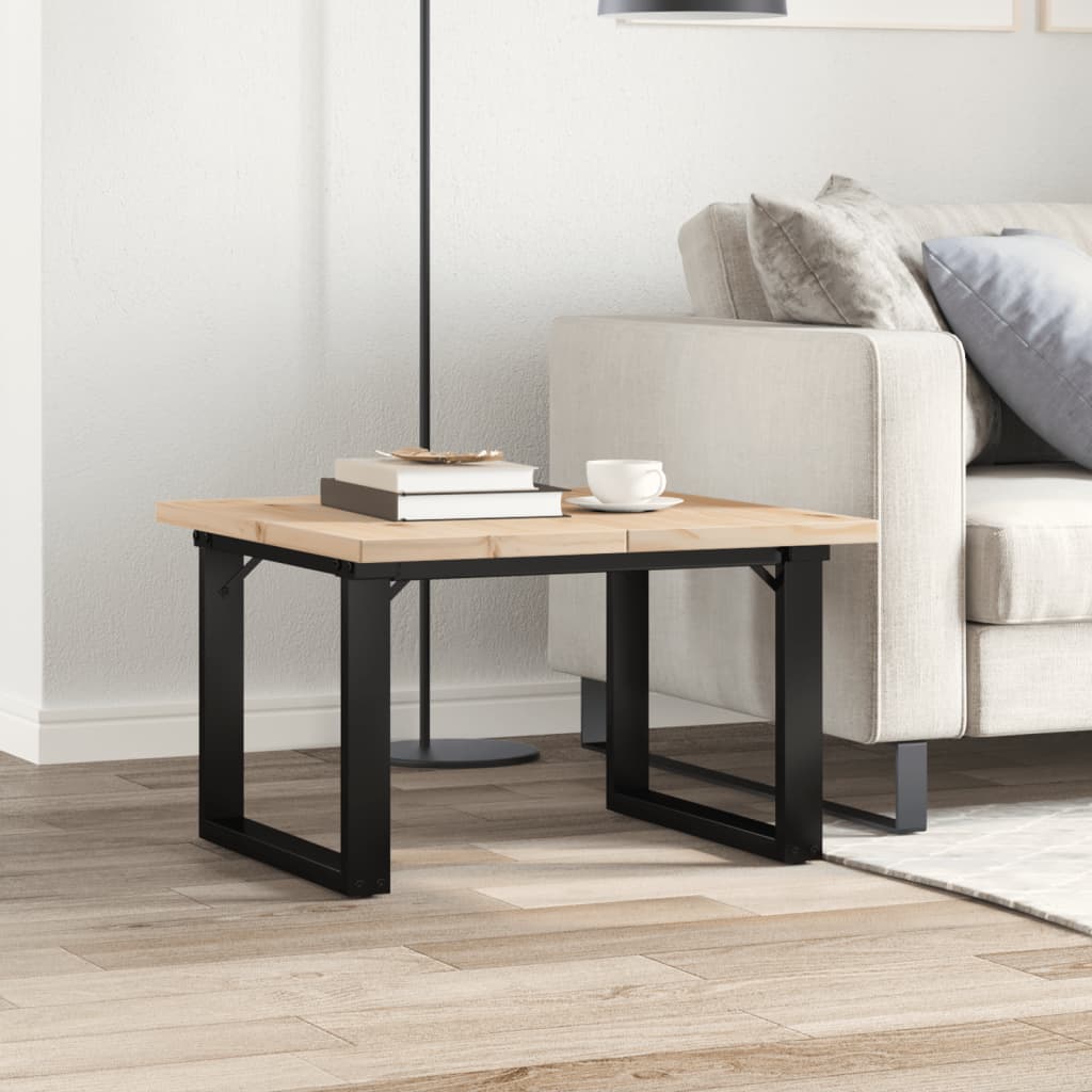 Table basse cadre en O 60x60x40,5cm bois de pin massif et fonte - XIOS