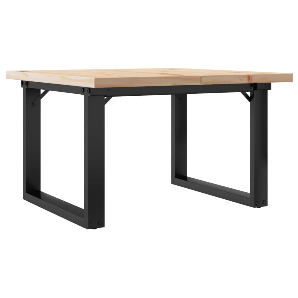 Table basse cadre en O 60x60x40,5cm bois de pin massif et fonte - XIOS
