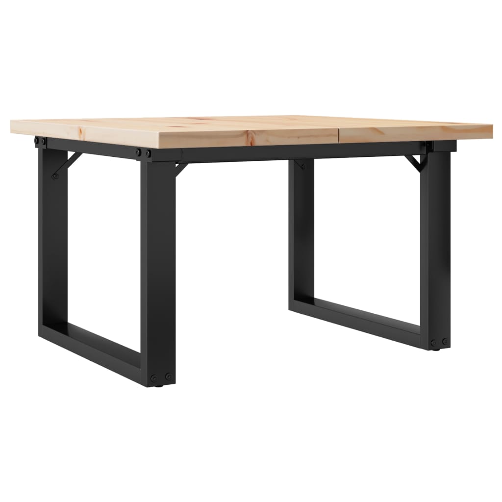 Table basse cadre en O 70x70x40,5cm bois de pin massif et fonte - XIOS