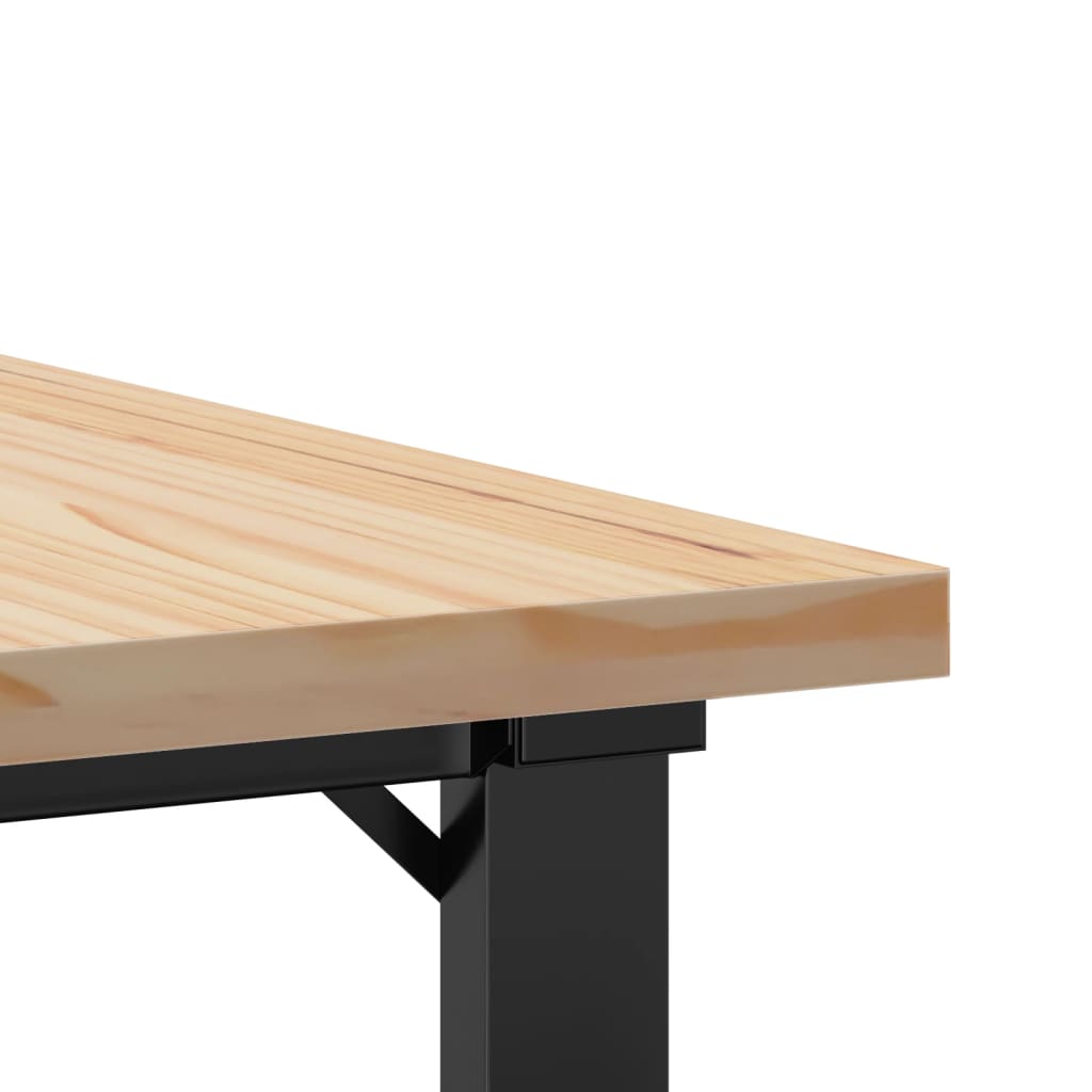 Table basse cadre en O 70x70x40,5cm bois de pin massif et fonte - XIOS