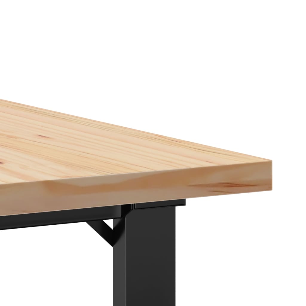 Table basse cadre en O 80x80x45,5cm bois de pin massif et fonte - XIOS
