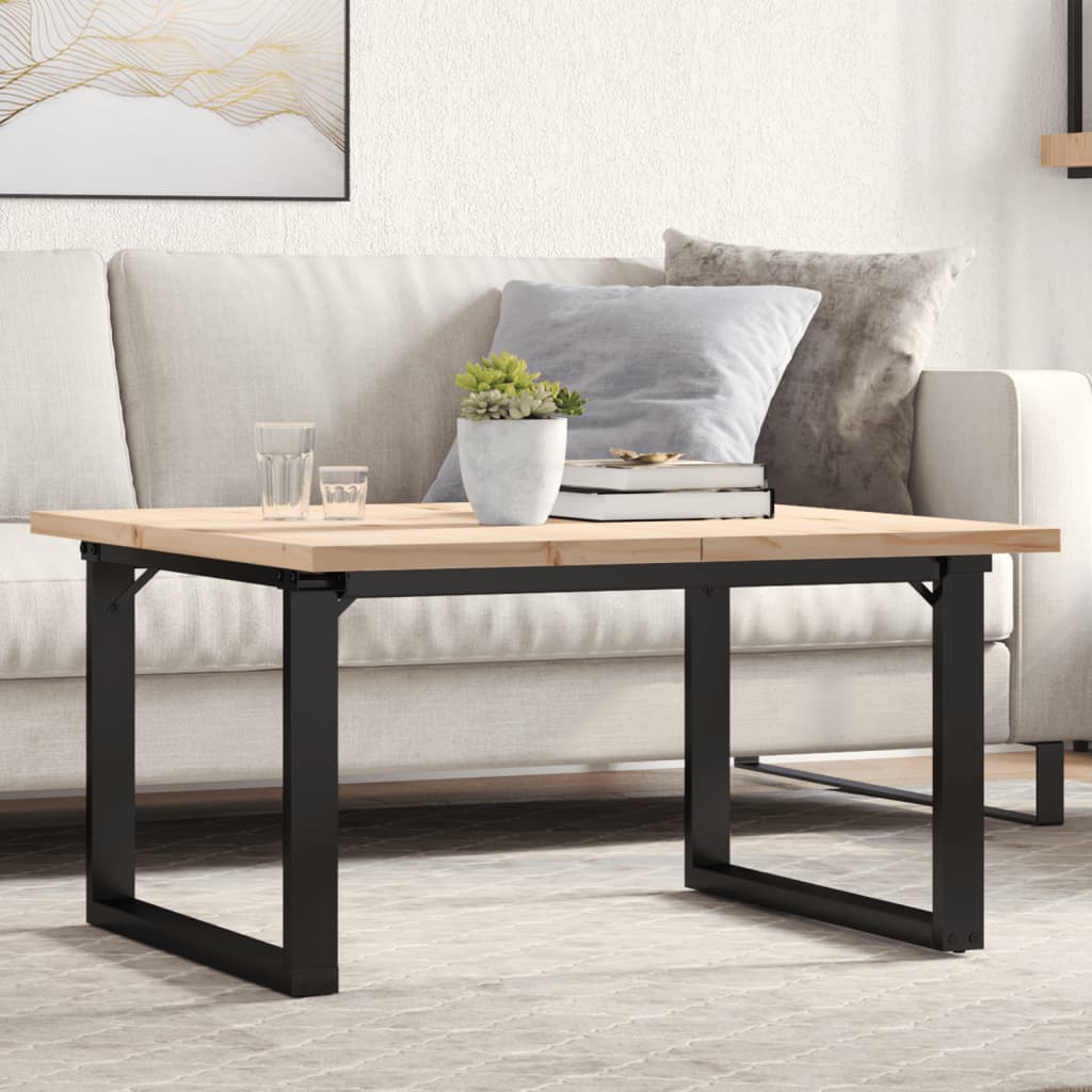 Table basse cadre en O 80x80x45,5cm bois de pin massif et fonte - XIOS