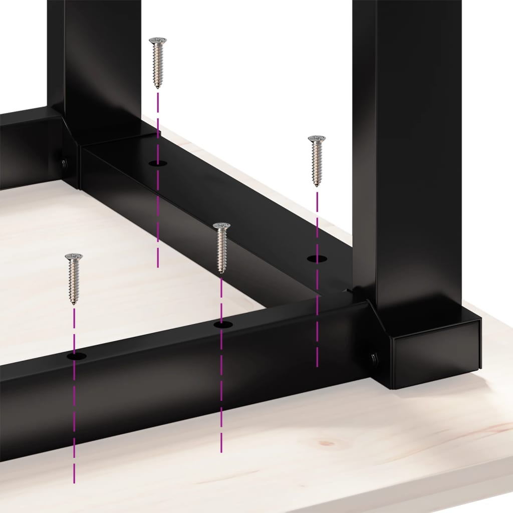 Table basse cadre en O 90x90x45,5cm bois de pin massif et fonte - XIOS