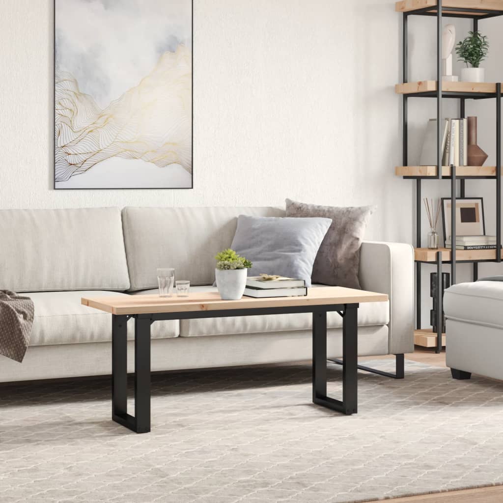 Table basse cadre en O 110x40x45,5 cm bois de pin massif fonte - XIOS