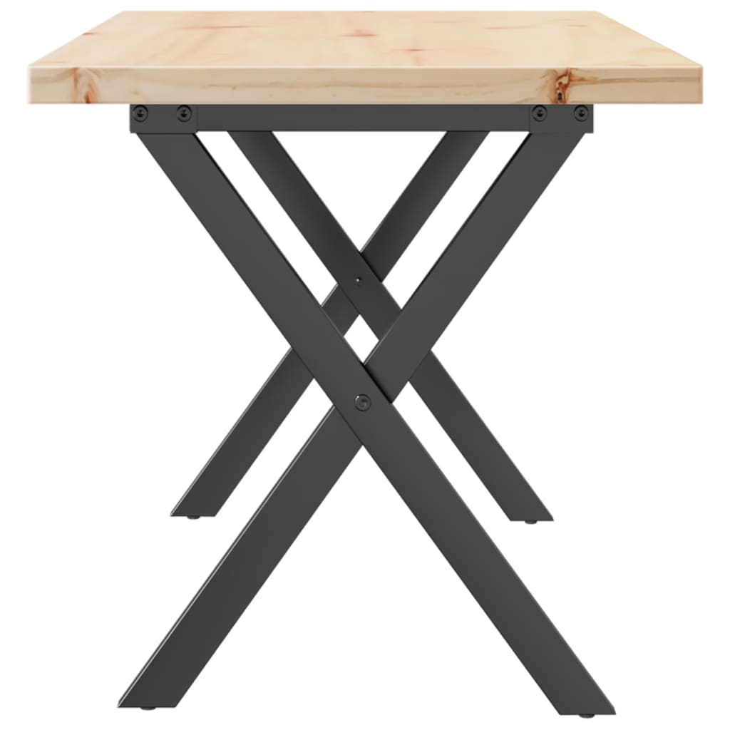 Table basse cadre en X 90x40x45,5cm bois de pin massif et fonte - XIOS