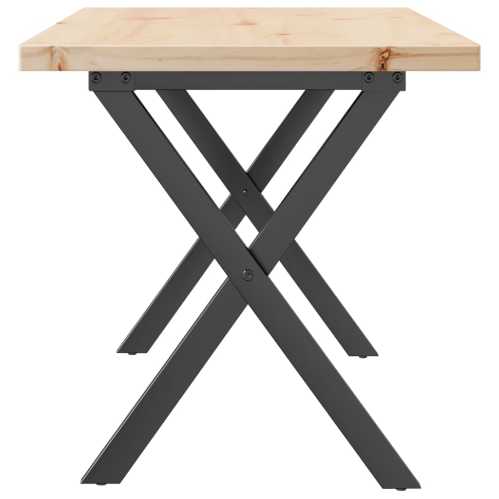 Table basse cadre en X 100x50x45,5 cm bois de pin massif fonte - XIOS
