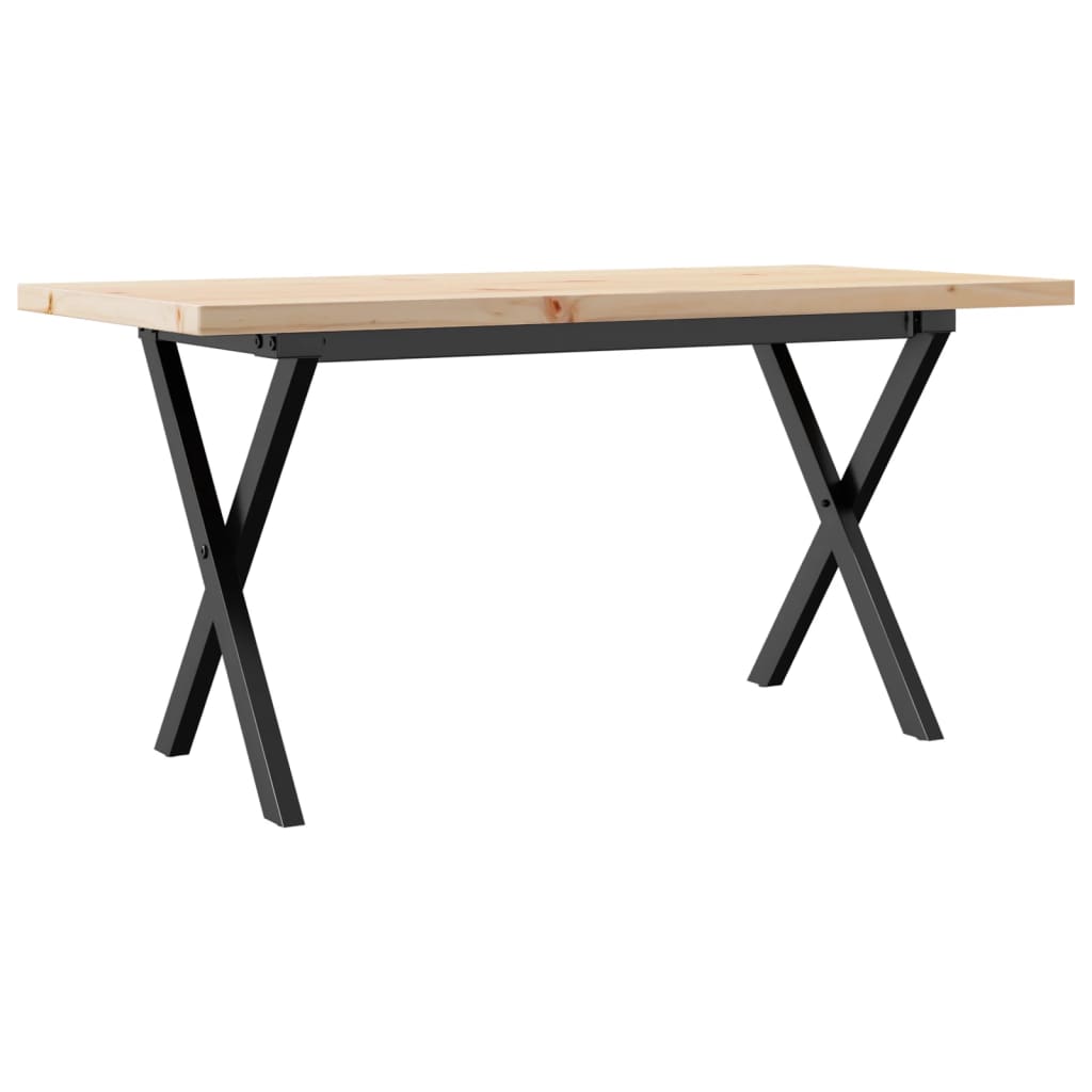 Table basse cadre en X 100x50x45,5 cm bois de pin massif fonte - XIOS