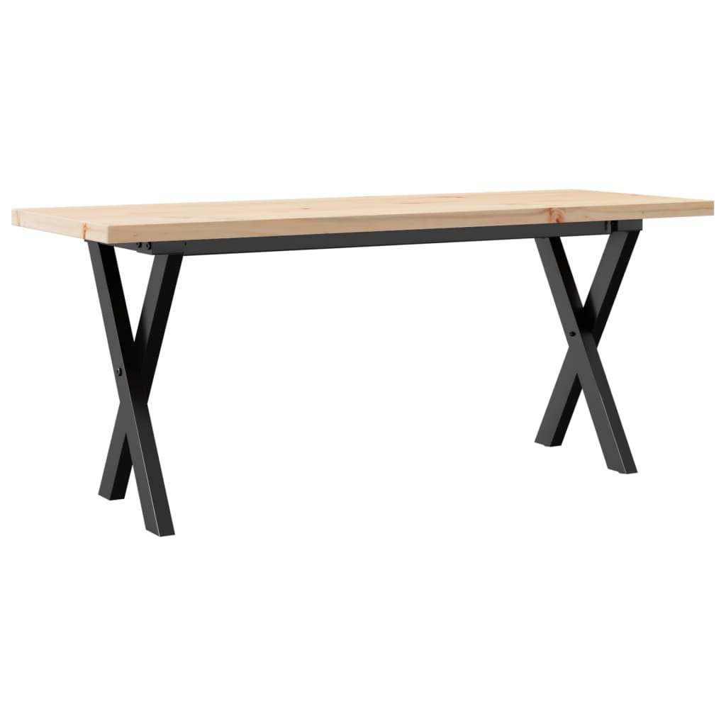 Table basse cadre en X 110x40x45,5 cm bois de pin massif acier - XIOS