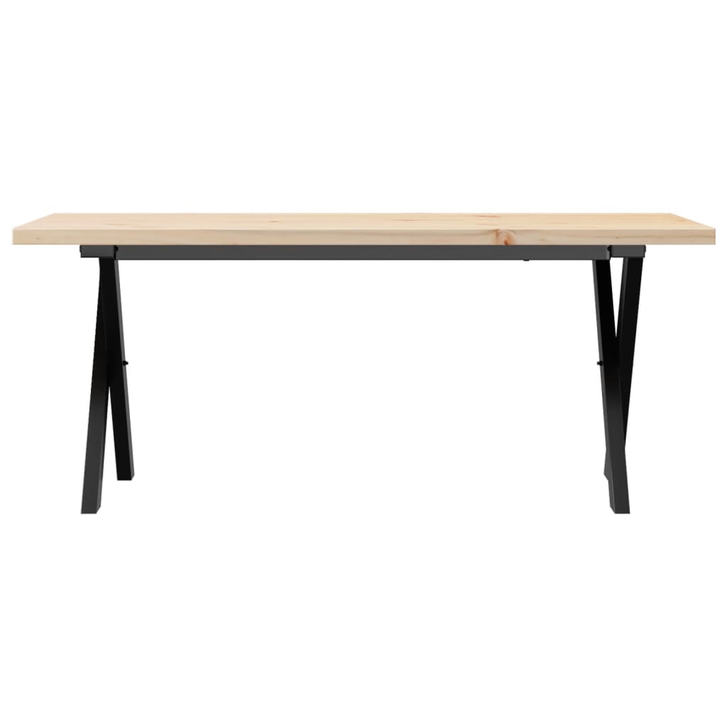 Table basse cadre en X 110x40x45,5 cm bois de pin massif acier - XIOS
