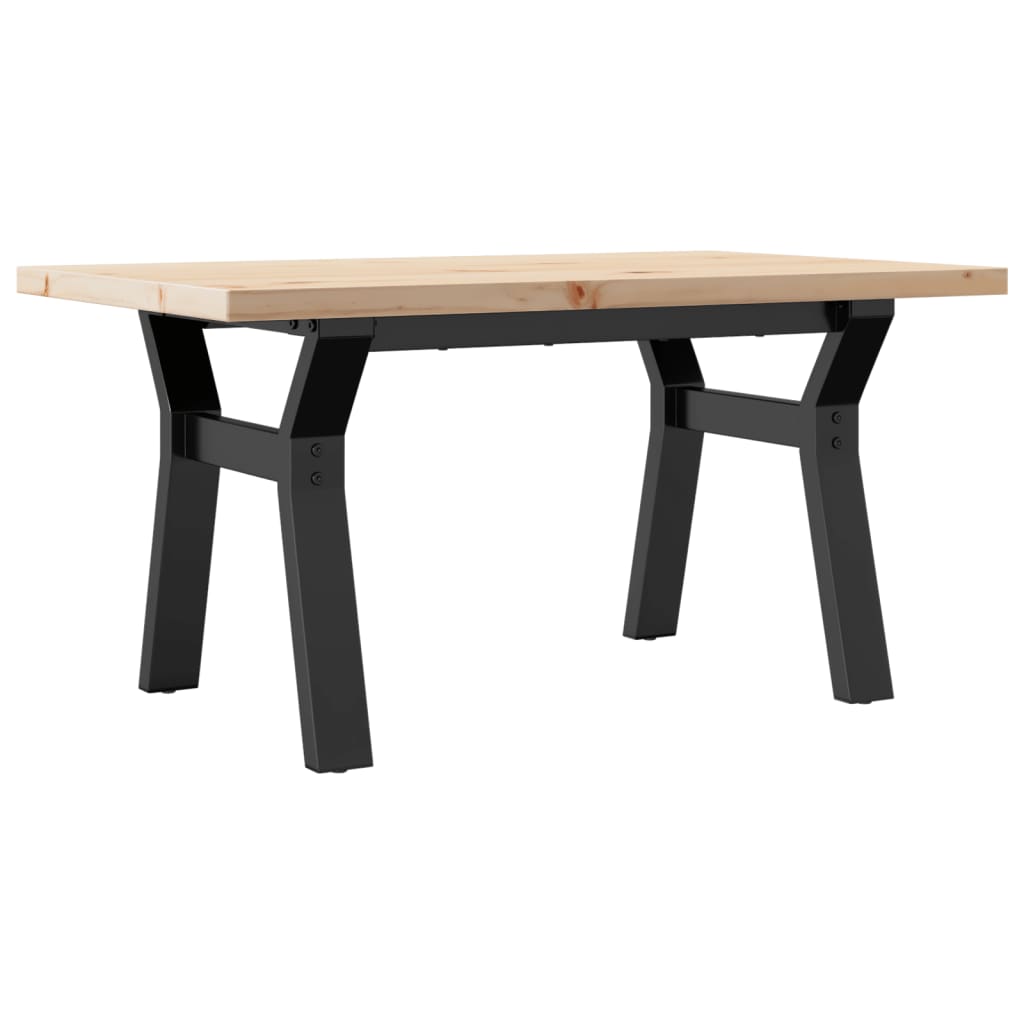 Table basse cadre en Y 80x50x40,5cm bois de pin massif et acier - XIOS