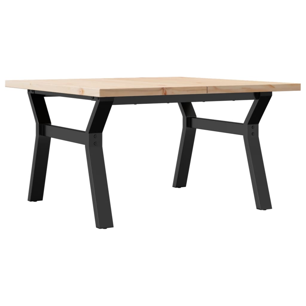Table basse cadre en Y 80x80x45,5cm bois de pin massif et acier - XIOS