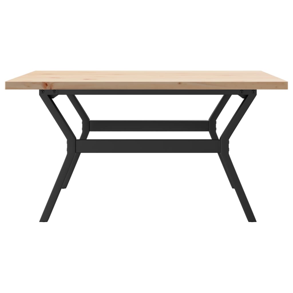 Table basse cadre en Y 90x90x45,5cm bois de pin massif et fonte - XIOS