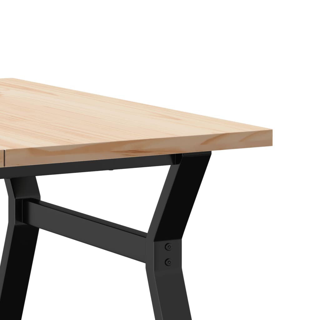 Table basse cadre en Y 90x90x45,5cm bois de pin massif et fonte - XIOS