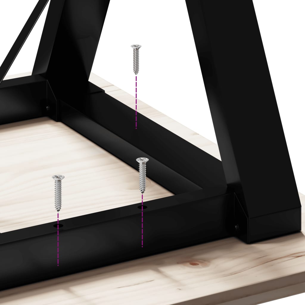 Table basse cadre en Y 90x90x45,5cm bois de pin massif et fonte - XIOS