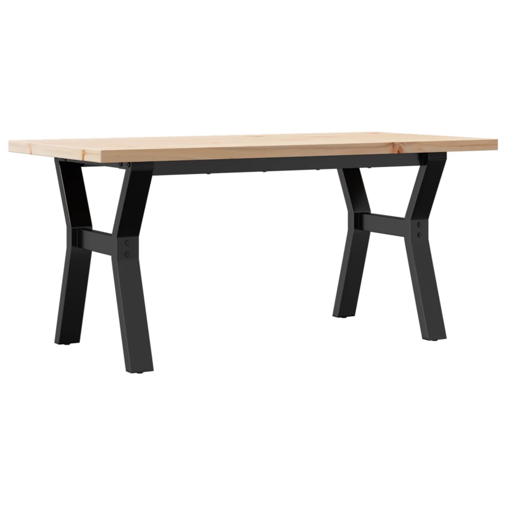 Table basse cadre en Y 100x50x45,5 cm bois de pin massif fonte