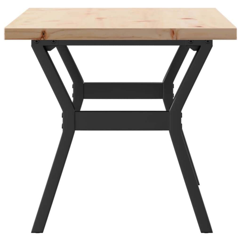 Table basse cadre en Y 100x50x45,5 cm bois de pin massif fonte