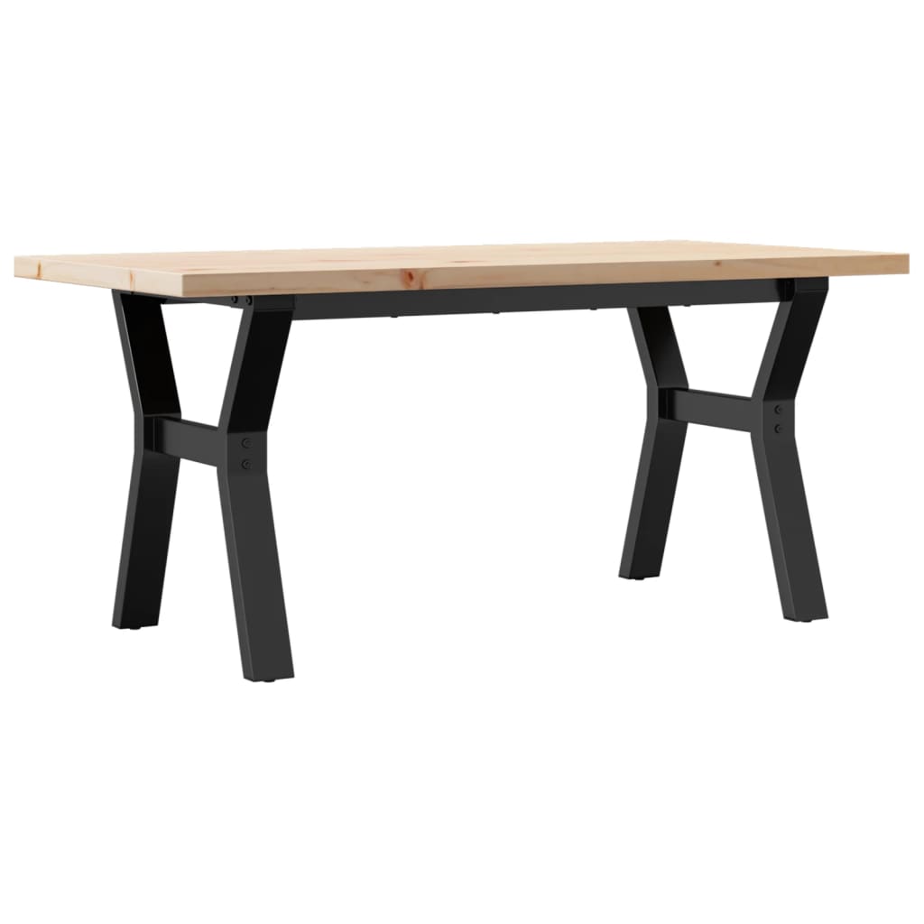 Table basse cadre en Y 100x50x45,5 cm bois de pin massif fonte