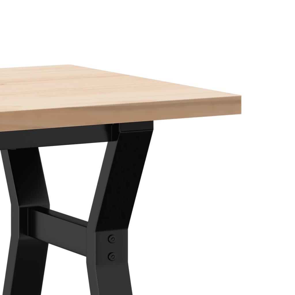 Table basse cadre en Y 100x50x45,5 cm bois de pin massif fonte