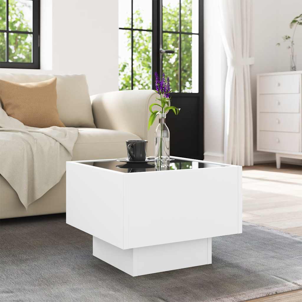 Table d'appoint avec LED blanc 40x40x30 cm bois d'ingénierie - XIOS