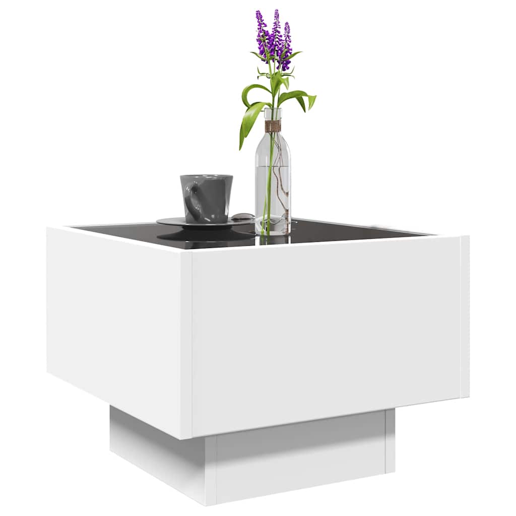 Table d'appoint avec LED blanc 40x40x30 cm bois d'ingénierie - XIOS