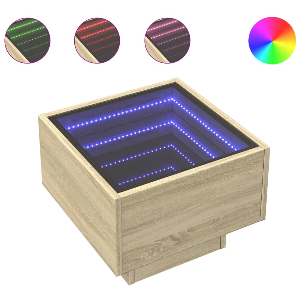 Table d'appoint et LED chêne sonoma 40x40x30 cm bois ingénierie - XIOS