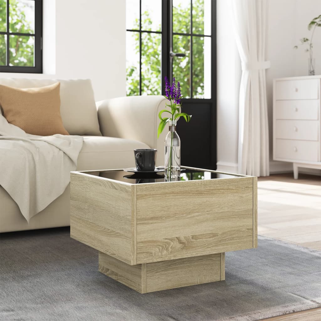 Table d'appoint et LED chêne sonoma 40x40x30 cm bois ingénierie - XIOS