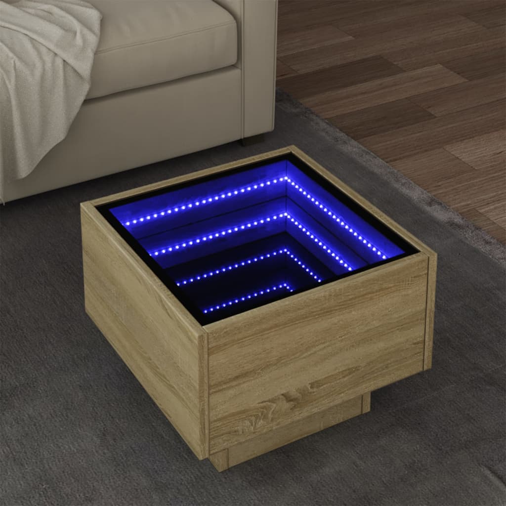Table d'appoint et LED chêne sonoma 40x40x30 cm bois ingénierie - XIOS