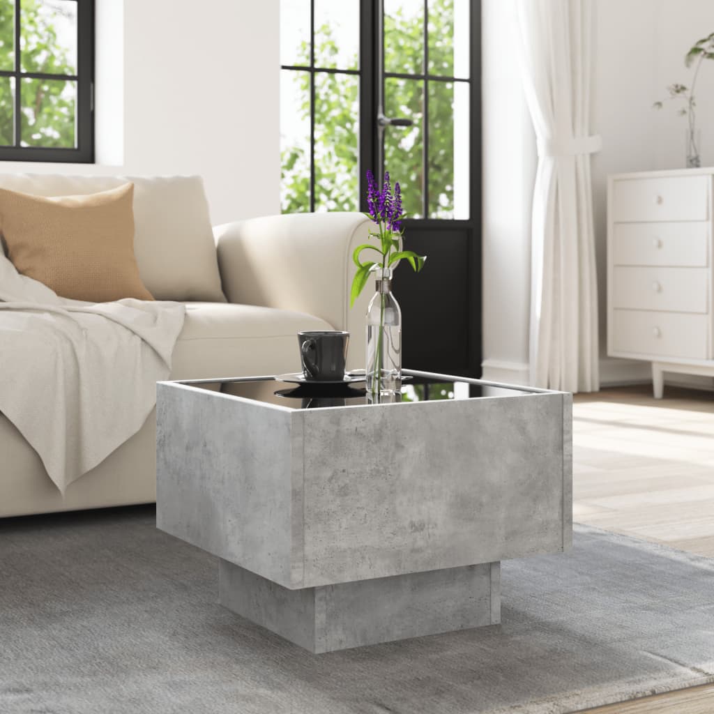 Table d'appoint et LED gris béton 40x40x30 cm bois d'ingénierie XIOS