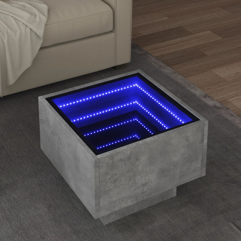 Table d'appoint et LED gris béton 40x40x30 cm bois d'ingénierie XIOS