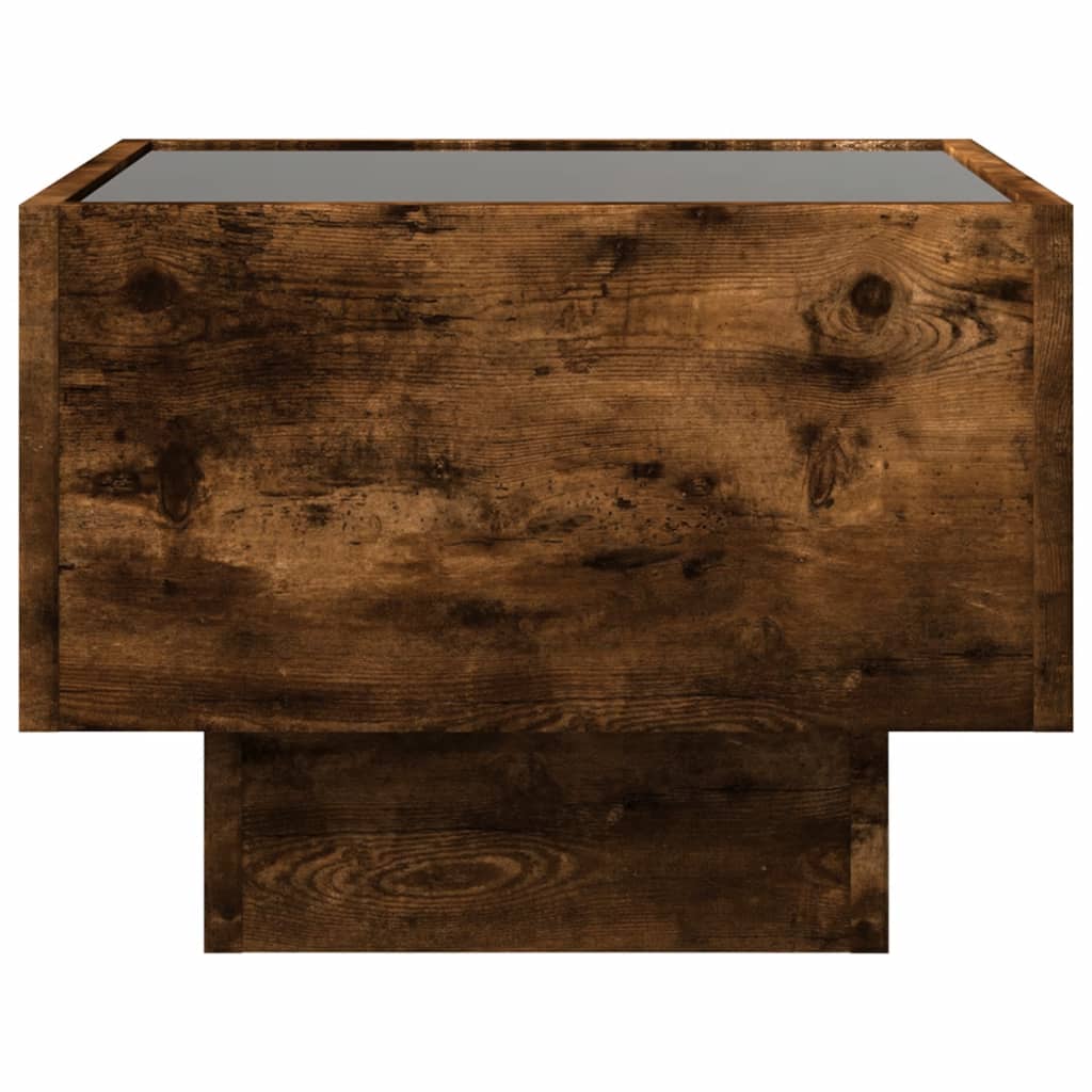 Table d'appoint et LED chêne fumé 40x40x30 cm bois d'ingénierie - XIOS