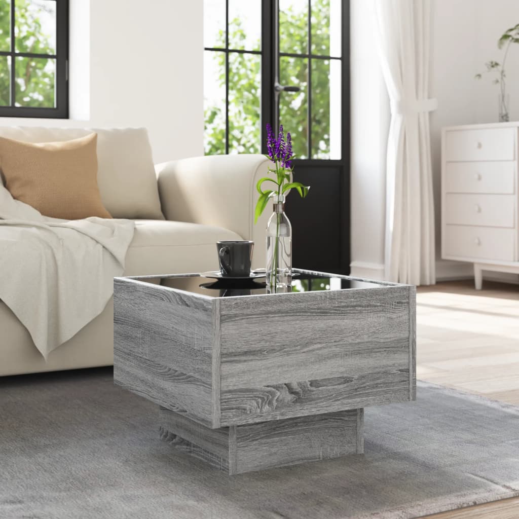 Table d'appoint et LED sonoma gris 40x40x30cm bois d'ingénierie - XIOS