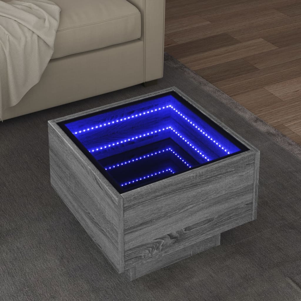 Table d'appoint et LED sonoma gris 40x40x30cm bois d'ingénierie - XIOS