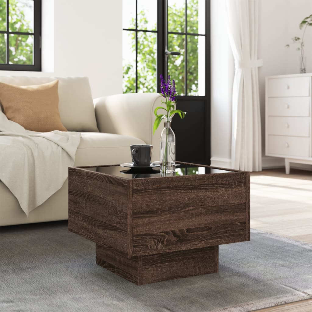 Table d'appoint et LED chêne marron 40x40x30 cm bois ingénierie - XIOS