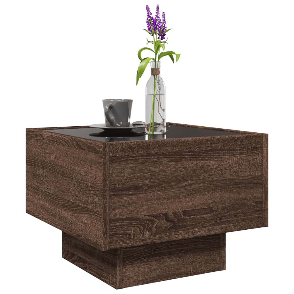 Table d'appoint et LED chêne marron 40x40x30 cm bois ingénierie - XIOS