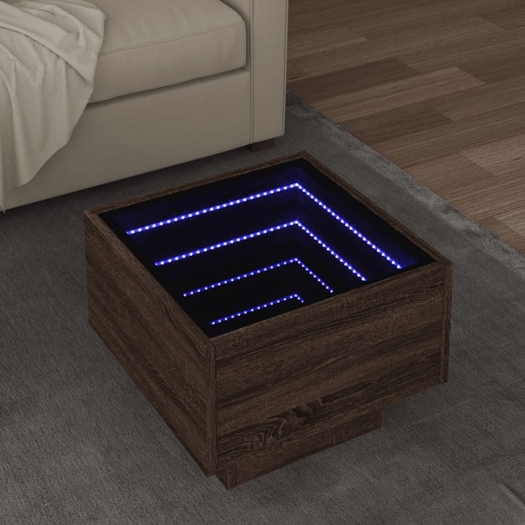 Table d'appoint et LED chêne marron 40x40x30 cm bois ingénierie - XIOS