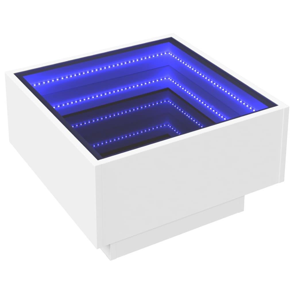 Table basse avec LED blanc 50x50x30 cm bois d'ingénierie - XIOS