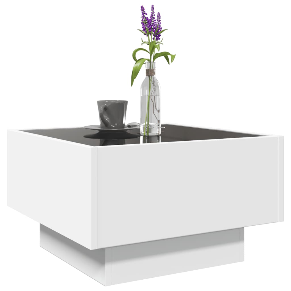 Table basse avec LED blanc 50x50x30 cm bois d'ingénierie - XIOS