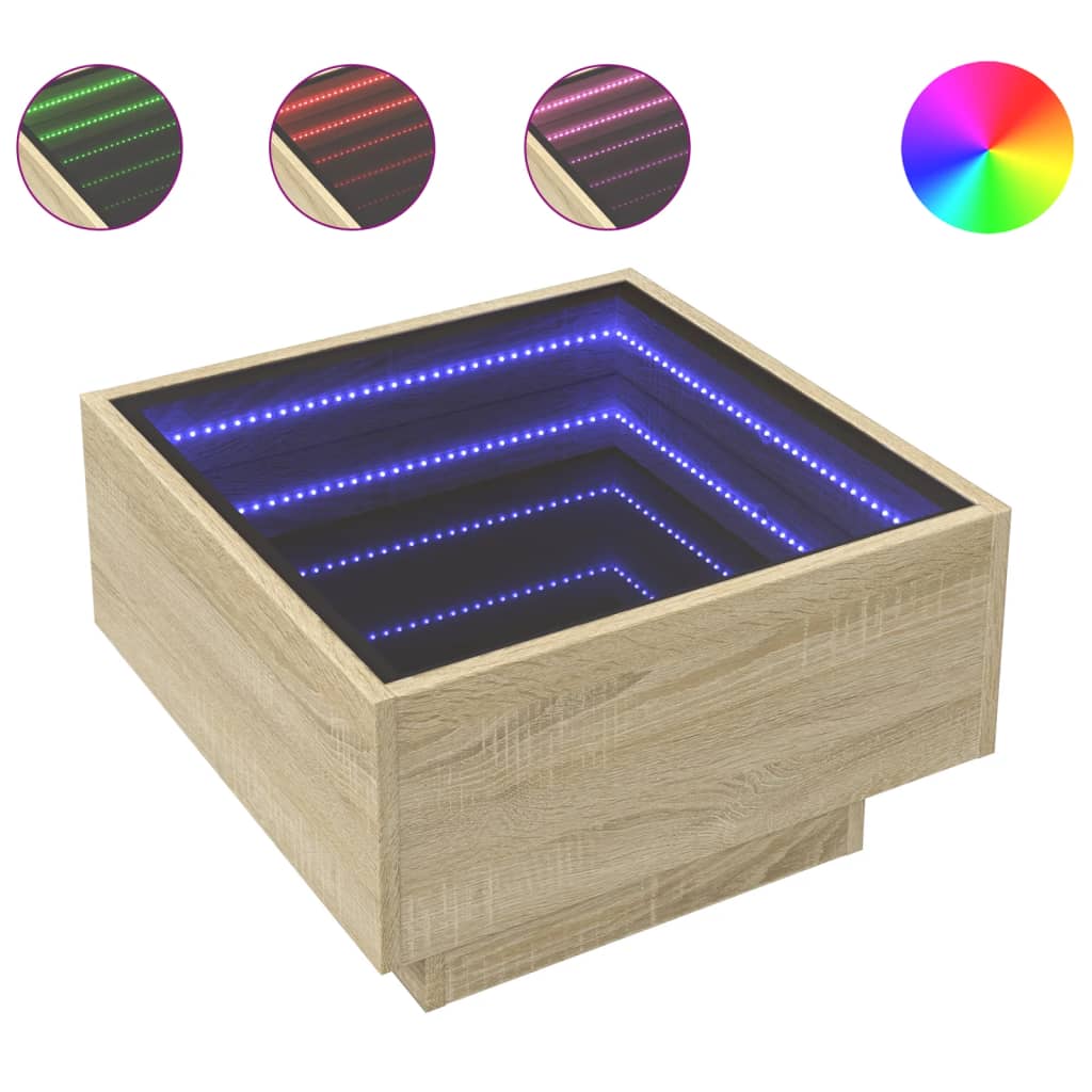 Table basse avec LED chêne sonoma 50x50x30 cm bois d'ingénierie - XIOS