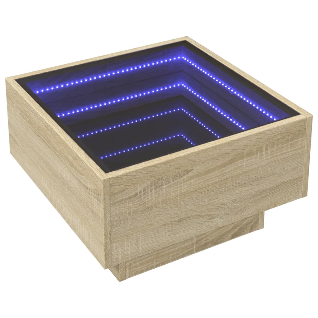 Table basse avec LED chêne sonoma 50x50x30 cm bois d'ingénierie - XIOS