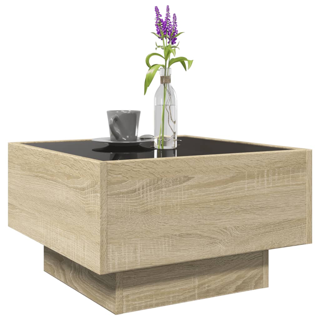 Table basse avec LED chêne sonoma 50x50x30 cm bois d'ingénierie - XIOS