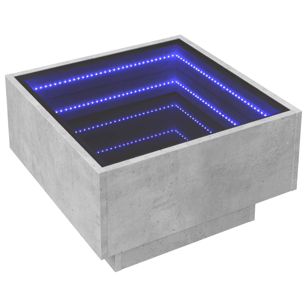 Table basse avec LED gris béton 50x50x30 cm bois d'ingénierie - XIOS