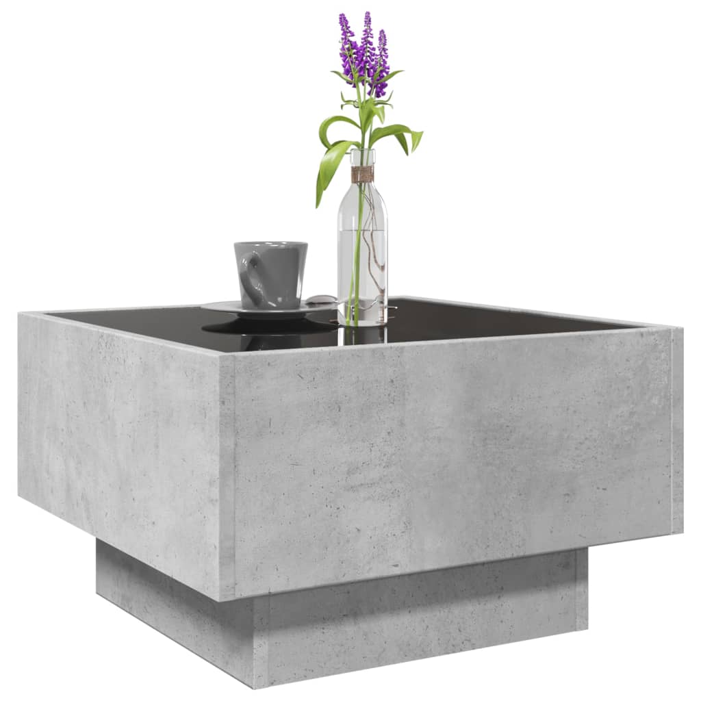 Table basse avec LED gris béton 50x50x30 cm bois d'ingénierie - XIOS