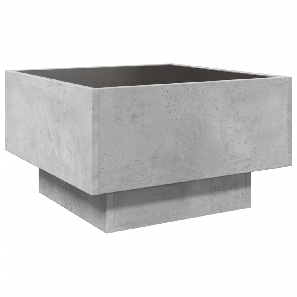 Table basse avec LED gris béton 50x50x30 cm bois d'ingénierie - XIOS