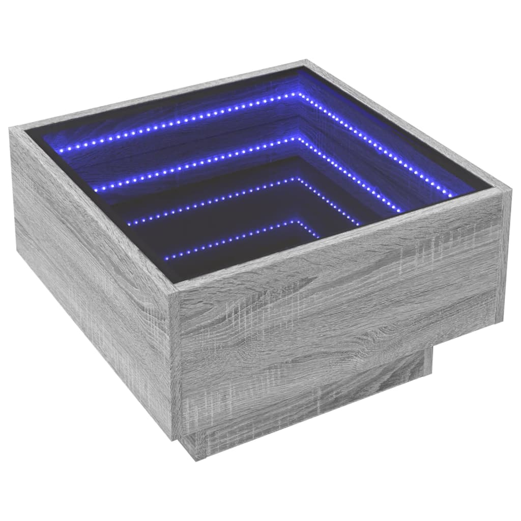 Table basse avec LED sonoma gris 50x50x30 cm bois d'ingénierie - XIOS