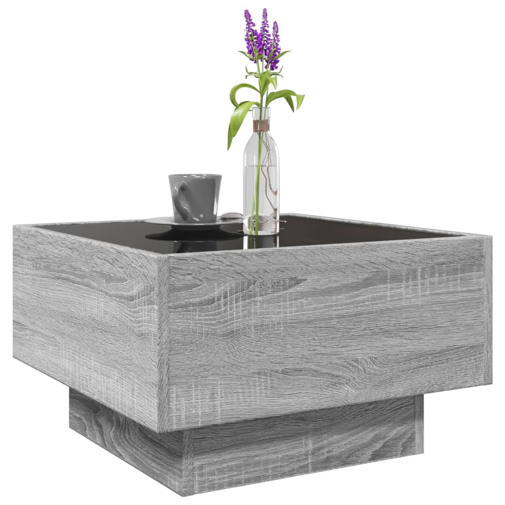 Table basse avec LED sonoma gris 50x50x30 cm bois d'ingénierie - XIOS