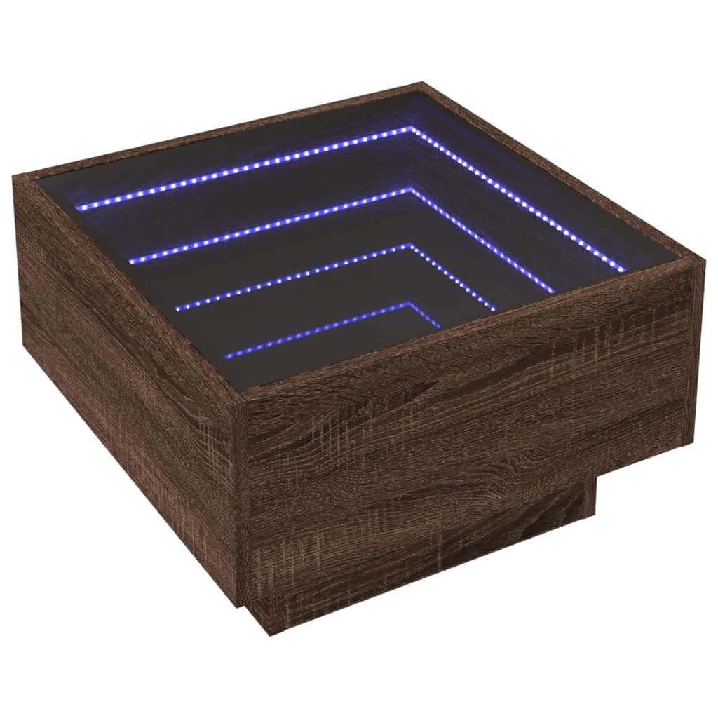 Table basse avec LED chêne marron 50x50x30 cm bois d'ingénierie - XIOS